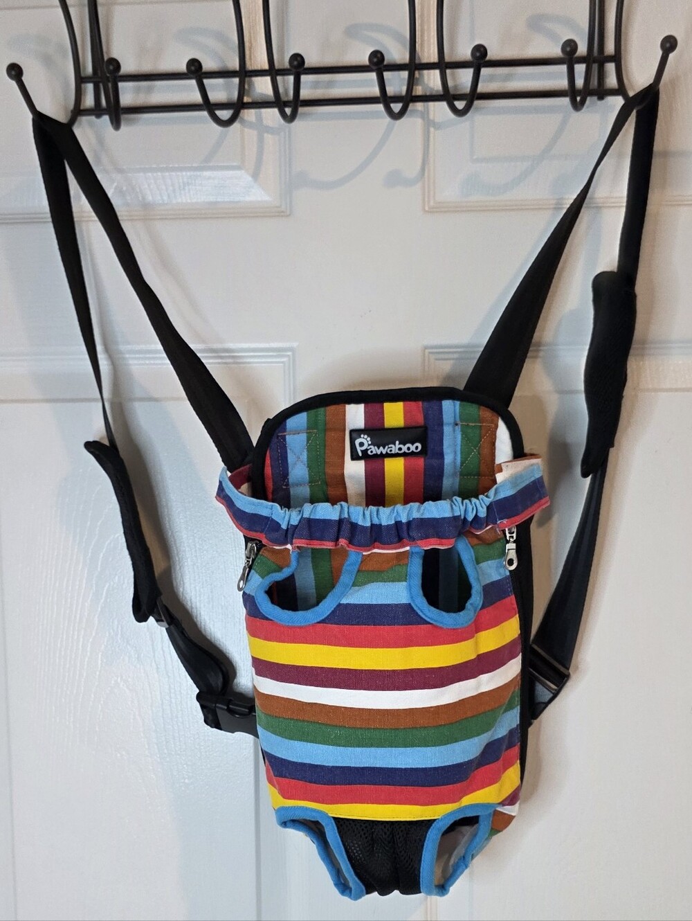 Pawaboo Pet Backpack Carrier with Rainbow Stripes Size Large